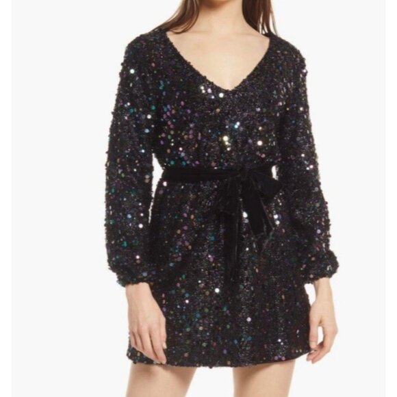 BB Dakota Sequin Mini Dress S Small Blue Multicolor Party Wedding Cruise - Picture 1 of 13